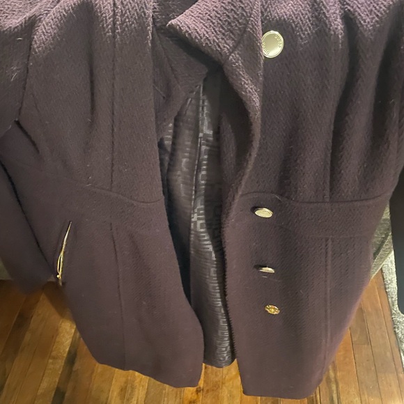 Guess Dark Purple Pea Coat with Gold Buttons - Picture 1 of 2